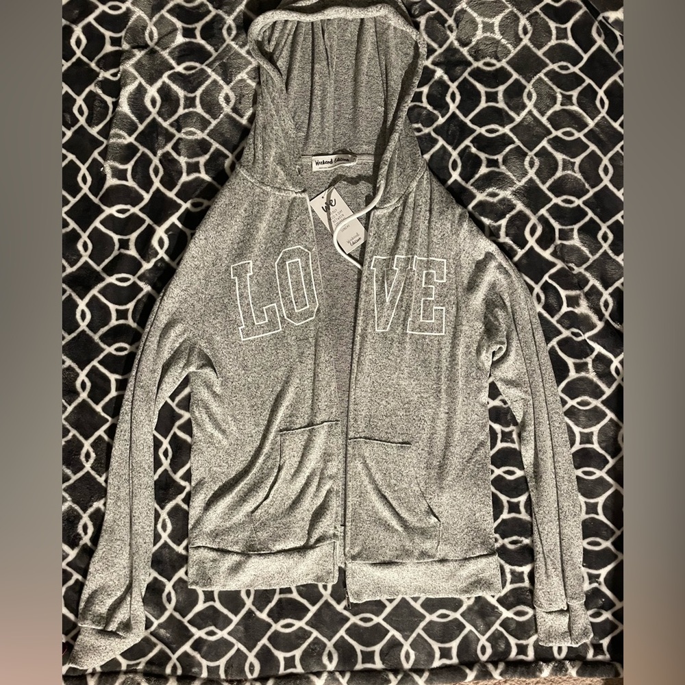 Grey zip up hoodie